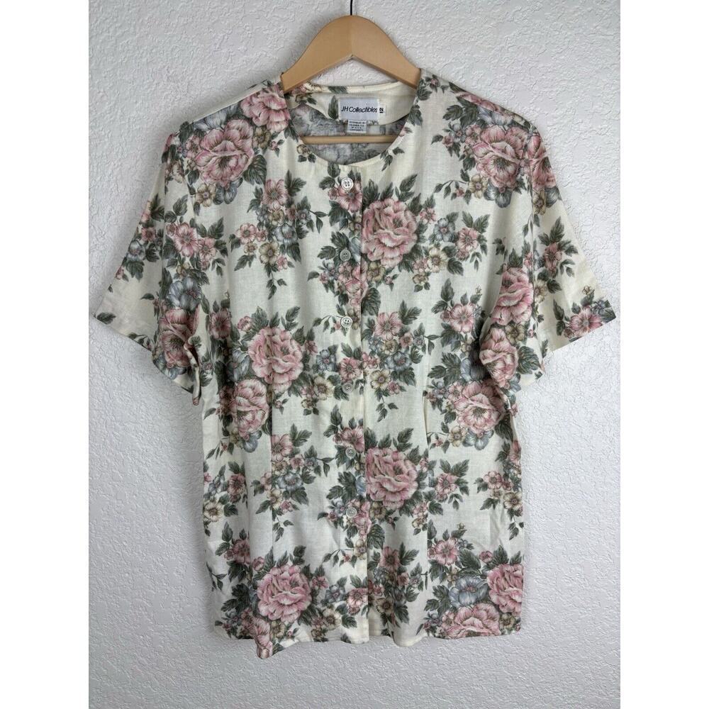 Vintage JH Collectibles Floral Womens Top Size 12 Cottagecore Granny Grandmacore